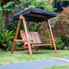 Rivers 2 Seat Hardwood Swing with Canopy & Cushion